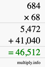 How to calculate 684 times 68 using long multiplication