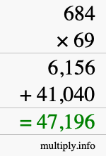 How to calculate 684 times 69 using long multiplication