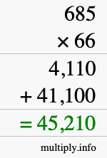 How to calculate 685 times 66 using long multiplication