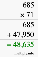 How to calculate 685 times 71 using long multiplication