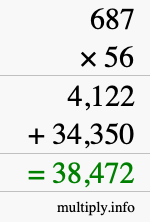 How to calculate 687 times 56 using long multiplication How to calculate 687 times 56 using long multiplication