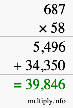 How to calculate 687 times 58 using long multiplication