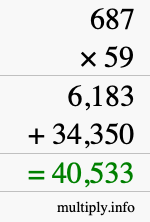 How to calculate 687 times 59 using long multiplication