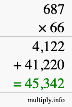 How to calculate 687 times 66 using long multiplication
