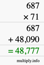 How to calculate 687 times 71 using long multiplication