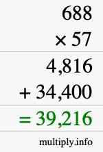 How to calculate 688 times 57 using long multiplication