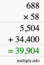 How to calculate 688 times 58 using long multiplication