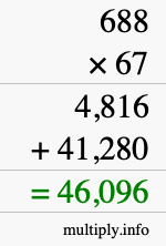 How to calculate 688 times 67 using long multiplication