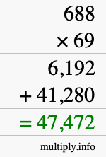 How to calculate 688 times 69 using long multiplication