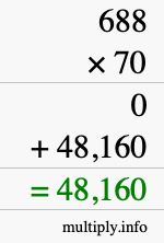 How to calculate 688 times 70 using long multiplication