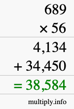How to calculate 689 times 56 using long multiplication How to calculate 689 times 56 using long multiplication