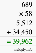 How to calculate 689 times 58 using long multiplication