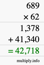How to calculate 689 times 62 using long multiplication