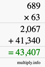 How to calculate 689 times 63 using long multiplication