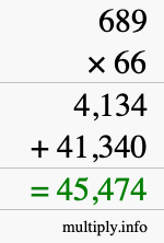 How to calculate 689 times 66 using long multiplication