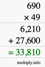 How to calculate 690 times 49 using long multiplication