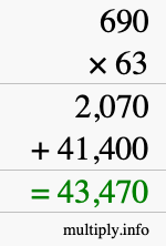 How to calculate 690 times 63 using long multiplication