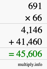 How to calculate 691 times 66 using long multiplication