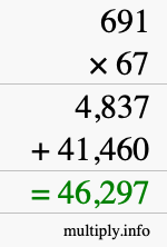 How to calculate 691 times 67 using long multiplication