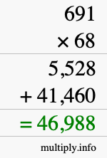 How to calculate 691 times 68 using long multiplication