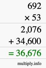 How to calculate 692 times 53 using long multiplication
