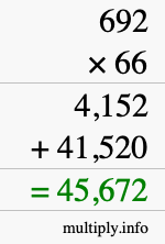 How to calculate 692 times 66 using long multiplication