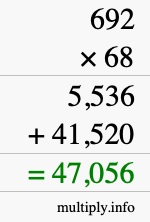 How to calculate 692 times 68 using long multiplication