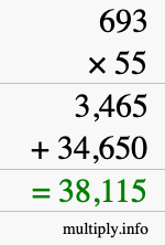 How to calculate 693 times 55 using long multiplication How to calculate 693 times 55 using long multiplication