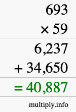 How to calculate 693 times 59 using long multiplication