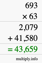 How to calculate 693 times 63 using long multiplication