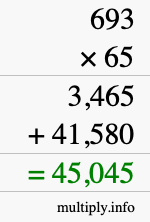 How to calculate 693 times 65 using long multiplication