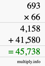How to calculate 693 times 66 using long multiplication