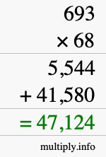How to calculate 693 times 68 using long multiplication