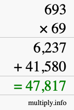 How to calculate 693 times 69 using long multiplication