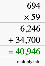 How to calculate 694 times 59 using long multiplication