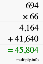 How to calculate 694 times 66 using long multiplication