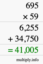 How to calculate 695 times 59 using long multiplication