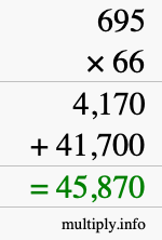 How to calculate 695 times 66 using long multiplication