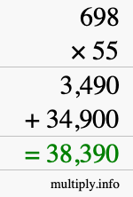 How to calculate 698 times 55 using long multiplication How to calculate 698 times 55 using long multiplication