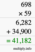 How to calculate 698 times 59 using long multiplication