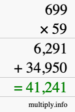 How to calculate 699 times 59 using long multiplication