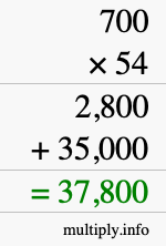 How to calculate 700 times 54 using long multiplication