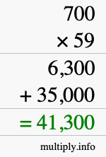 How to calculate 700 times 59 using long multiplication