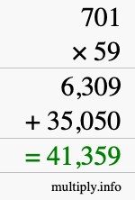 How to calculate 701 times 59 using long multiplication