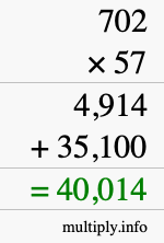 How to calculate 702 times 57 using long multiplication