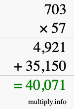 How to calculate 703 times 57 using long multiplication