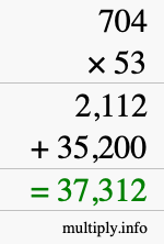 How to calculate 704 times 53 using long multiplication How to calculate 704 times 53 using long multiplication