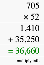How to calculate 705 times 52 using long multiplication How to calculate 705 times 52 using long multiplication