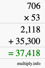 How to calculate 706 times 53 using long multiplication How to calculate 706 times 53 using long multiplication