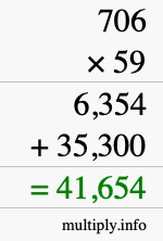 How to calculate 706 times 59 using long multiplication